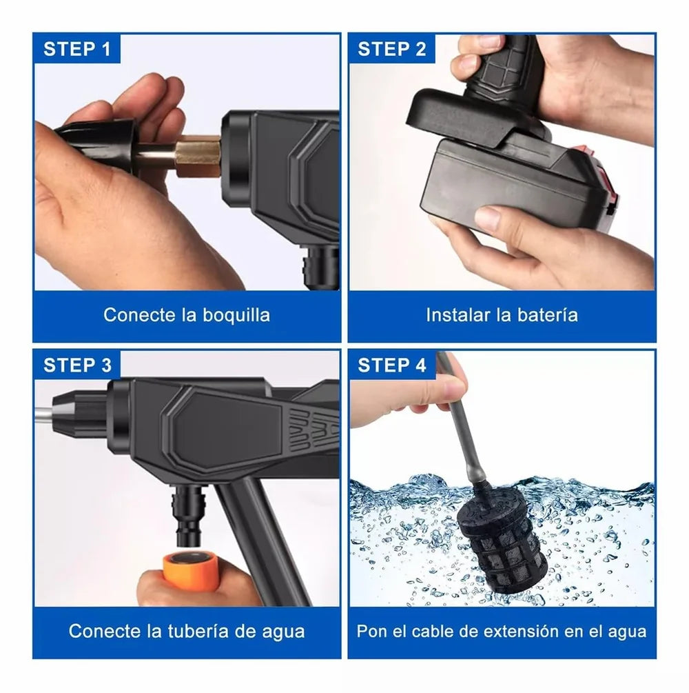 Hidrolavadora Inalámbrica Portátil 48V – Con 2 Baterías + ENVIO GRATIS