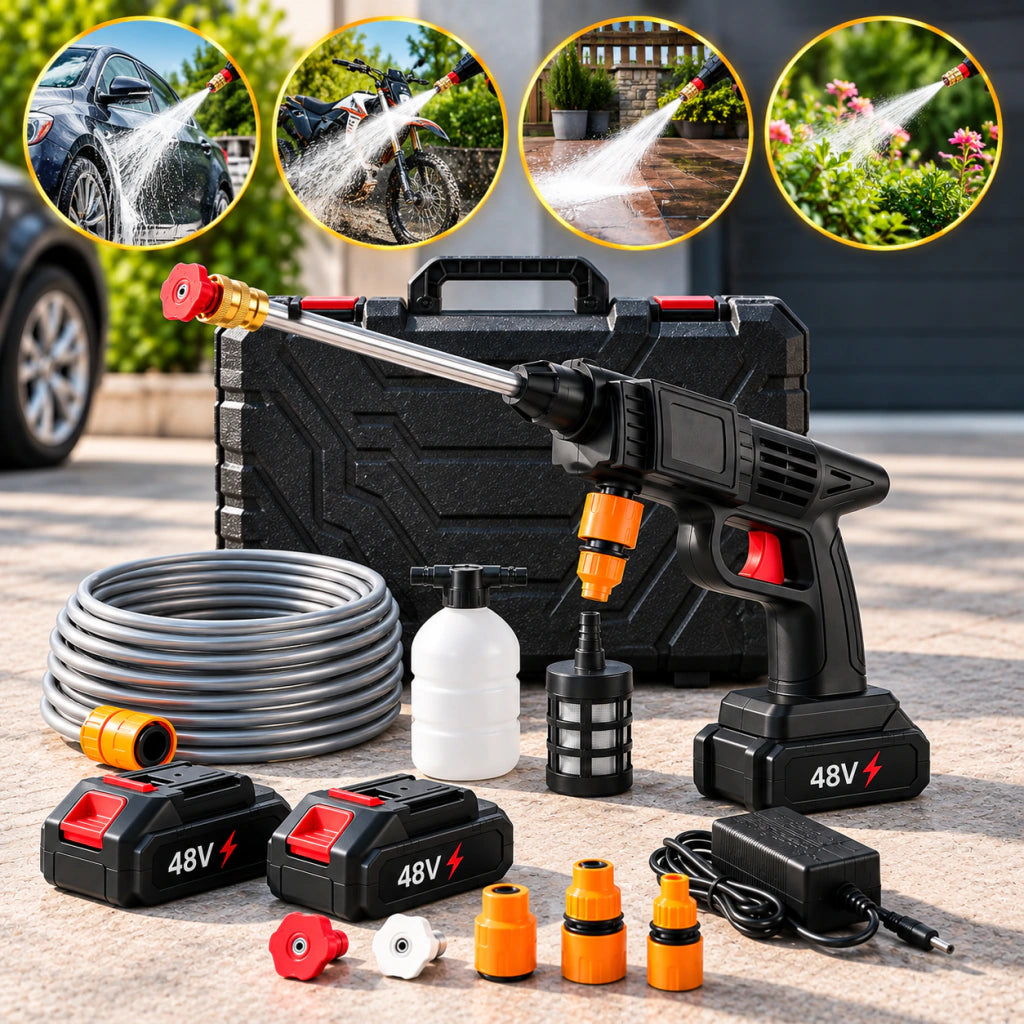 Hidrolavadora Inalámbrica Portátil 48V – Con 2 Baterías + ENVIO GRATIS